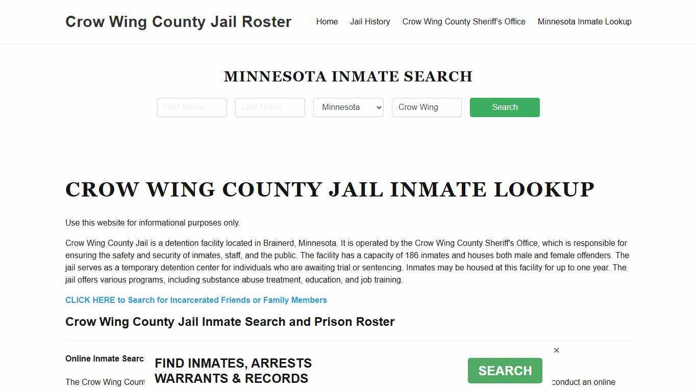 Crow Wing County Jail Roster Lookup, MN, Inmate Search